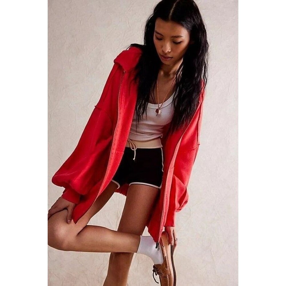 Free People Lucky Zip Up Hoodie Jacket Christmas Oversized XS 275974 - Picture 2 of 9